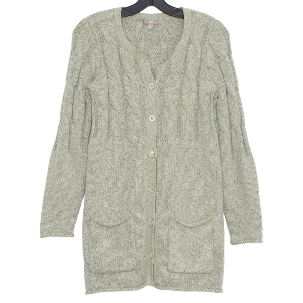J Jill Cardigan Sweater Cable Knit Preppy Minimalist Cozy Grandma Cottagecore XS